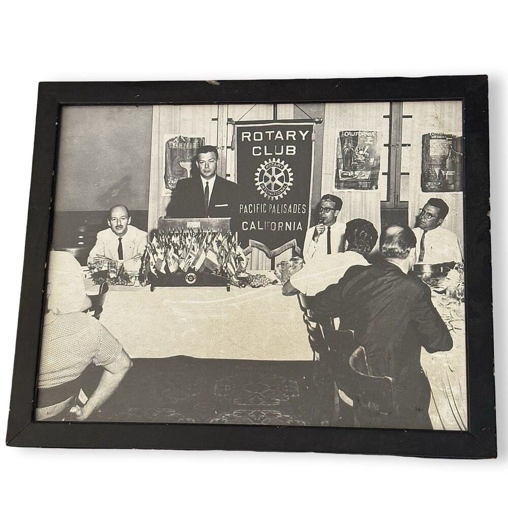 Rotary Club Pacific Palisades California Vintage B&W Framed Photo 1950s-60s Prop
